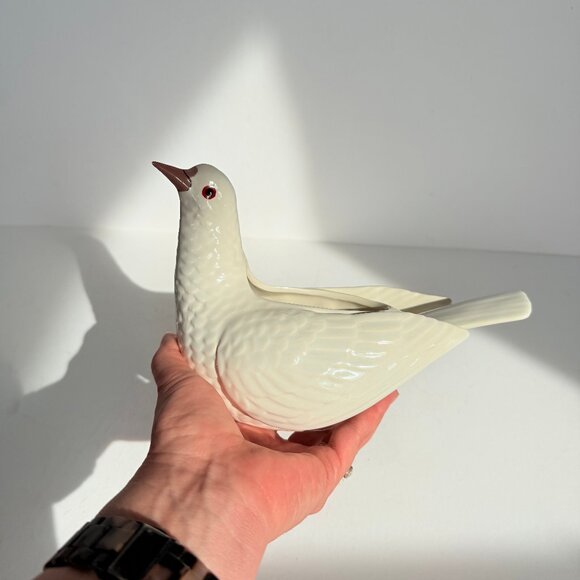 Vintage 80s White Dove Planter Dish by Ceramica de Cuernavaca Mexico - Picture 7 of 15